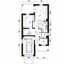 Makolągwa jest nowoczesnym, optymalnym domem. Posiada częściowo wbudowany jednostanowiskowy garaż. Projekt powstał ze szczególnym uwzględnieniem walorów ekonomicznych zarówno na...