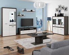 System meblowy GRAND, czyli aranżacja w sośnie norweskiej i bieli alpejskiej.