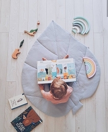 Muślinowa Mata liść Szara Duża Dywanik