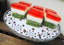 Ciasto Arbuz. Bardzo lubimy ciasto szpinakowe,więc zrobiłam dużą blaszkę,polecam zrobić z połowy składników i w tortownicy,będzie bardziej efektowne ;-)