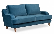 Mała welurowa sofa, kolor morski. Sprawdź pozostałe modele na scandicsofa pl