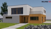 SEJ-PRO 011 ENERGO to projekt domu piętrowego z płaskim dachem, utrzymany w nowoczesnym stylu. Nietypowa i bardzo ciekawa bryła budynku przyciąga uwagę. Dom bardzo wygodny i kom...
