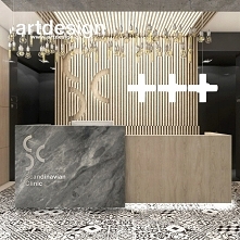 Projekt wnętrza kliniki stomatologicznej - aranżacja recepcji