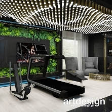 Strefa fitness w domu, połączona z domowym spa. Nowoczesna ściana zieleni, niesamowity designerski sufit i złote detale, które dopełniają luksusowy charakter tej przestrzeni. | ...