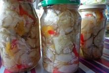 Sałatka z ogórków, kapusty i papryki do słoików