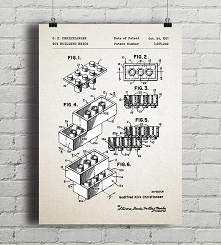 Klocki Lego - patent - plakat vintage