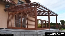 Zadaszenia tarasów pergole tarasowe z drewna pokryte poliwęglanem w stylu nowoczesnym z wykorzystaniem regulowanych żaluzji. Projekt zadaszenia wykonujemy na konkretny wymiar. R...
