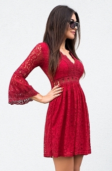 SISI - Koronkowa sukienka z rękawami bordowa sukienkowo.com Kliknij w zdjecie by przejsć do produktu