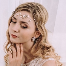 Opaska ślubna - asymetryczna Flora White