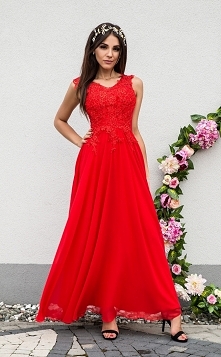 KLIKNIJ W ZDJECIE BY PRZEJŚĆ DO PRODUKTU SUKIENKOWO.COM BOMBSHELL - Luksusowa sukienka z gipiurami czerwona