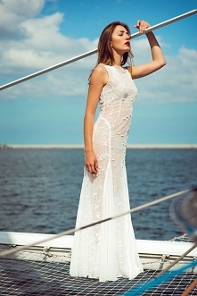 Suknia ślubna  boho style ecru siateczka Dafne