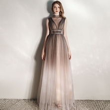 Iluzja Brązowy Przezroczyste Sukienki Wieczorowe 2020