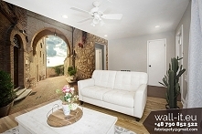 Autorska fototapeta uliczka, wzór nr Su06 ©. Kamienne przejście, łuk 3D, przestrzenna.