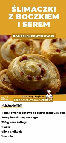 Ślimaki z ciasta francuskiego z serem i boczkiem