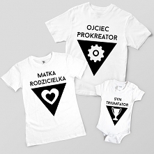 komplet rodzinny - koszulki dla rodziców i bodziak dla synka