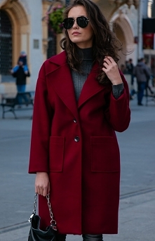 Wełniany płaszcz bordowy alpaka