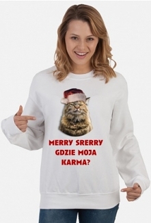 Przekorna bluza z wrednym kociakiem którego nie obchodzą święta a jedyne o czym myśli to jego karma :) Do kupienia po kliknięciu w zdjęcie. Może stanowić fajny pomysł na prezent...