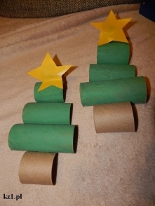 Choinka z rolki po ręczniku papierowym lub papierze toaletowym. Super do wykonania z dziećmi.