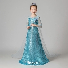 Frozen kostium filmowy Jade Zielony Cekiny Urodziny Sukienki Dla Dziewczynek 2020