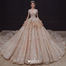 Luksusowe Szampan ślubna Suknie Ślubne 2020