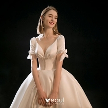 Vintage Szampan Satyna ślubna Suknie Ślubne 2020