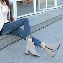 JESIENNE BOTKI DAMSKIE NA OBCASIE ZA KOSTKĘ SZTYBLETY