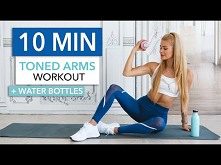 10 MIN TONED ARMS - quick &amp; intense at home / with water bottles I Pamela Reif