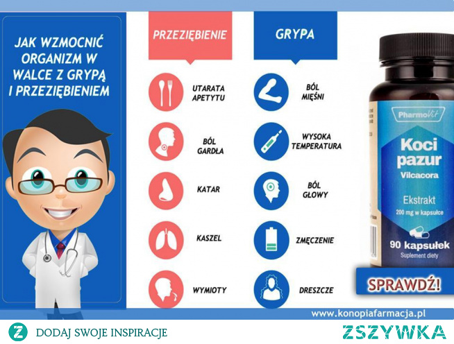 Ból głowy, kaszel, gorączka, osłabienie i senność… Objawy grypy i innych infekcji wirusowych bywają bardzo uciążliwe. Ale spokojna głowa: wypróbuj sprawdzony sposób na wzmocnienie odporności i ciesz się pełnym zdrowiem.

Koci pazur jako suplement diety

Substancje zawarte w kocim pazurze podnoszą odporność naszego organizmu i mogą być stosowane jako suplement diety – podaje się je w tabletkach. Koci pazur zawiera bardzo mało związków toksycznych i jest bezpiecznym preparatem, który służy oczyszczaniu układu pokarmowego. Koci pazur chroni nasz organizm przed:

opryszczką,
grzybami,
bakteriami,
alergiami,
bezsennością,
nagłymi kurczami mięśni,
osłabieniami,
przeziębieniami.

Koci pazur wpływa regulująco na stres i wszelkie zaburzenia nerwicowe i zaburzenia hormonalne u kobiet.

Zawarte w nim pentacykliczne alkaloidy oksyindolowe wysoce aktywizują komórki układu immunologicznego szczególnie te, odpowiedzialne za odporność przeciwwirusową i przeciwnowotworową. Hamują także rozmnażanie ludzkich linii białaczkowych (komórek nowotworów krwi i układu krwiotwórczego).
Badania Vilacory rozpoczęły się w 1970 roku i dotychczas zostały przeprowadzone przez naukowców z Peru, Niemiec, Austrii i Anglii. Największą uwagę poświęcono alkaloidom oksoindolowym, które można znaleźć w korze i korzeniach Vilcacory (Koci Pazur),które znakomicie pobudzają układ odpornościowy .


Duże zainteresowanie rośliną wzbudziło wykazanie jej silnego działania immunostymulującego. Według Wagnera ekstrakt z UT okazał się jednym z najsilniej działających immunostymulująco (spośród badanych przez autora) ekstraktów roślinnych.

Zarówno badania na zwierzętach jak i ludziach wykazały potężne zdolności kociego pazura do wzmacniania naszego systemu immunologicznego. W jednym badaniu na zwierzętach badacze podawali im rozpuszczalny w wodzie ekstrakt z kociego pazura (Uncaria tomentosa) przez osiem tygodni. Naukowcy odkryli, że suplementacja znacząco podnosi liczbę białych krwinek. Naukowcy zaobserwowali również naprawę DNA, zarówno pojedyncze, jak i dwuniciowe przerwy. Te dwa bardzo imponujące wyniki badań nie niosły za sobą ostrej lub przewlekłej toksyczności u badanych zwierząt.

Inne badanie, tym razem na ludziach, polegało na suplementacji kocim pazurem osób dorosłych przez dwa miesiące przed otrzymaniem szczepienia przeciwko zapaleniu płuc. Wyniki pokazały „statystycznie istotne wzmocnienie odporności” u osób przyjmujących suplementy w porównaniu do nieleczonej grupy kontrolnej. (12) Chociaż w...