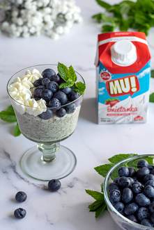 Miętowa pianka straciatella z borówkami