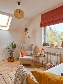 Pokój w stylu BOHO

Roleta rzymska VELVET V27 
Poduszki dekoracyjne 
z NASZE DOMOWE PIELESZE