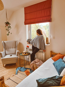 Pokój w stylu BOHO
Roleta rzymska - materiał VELVET V27
Poduszki dekoracyjne - Welur, Velvet i materiał Boho

Dekoracje z Nasze Domowe Pielesze