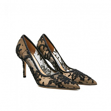 Seksowne Czarne Wieczorowe Przezroczyste Z Koronki Kwiat Czółenka 2021 8 cm Szpilki Wysokie Obcasy Szpiczaste Czółenka