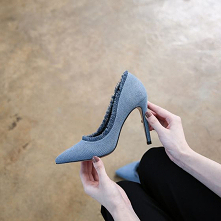 Moda Niebieskie Zużycie ulicy Trampki Czółenka Wysokie Obcasy 2021 10 cm Szpilki Szpiczaste Czółenka