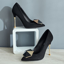 Moda Czarne Zużycie ulicy Zamszowe Czółenka 2021 10 cm Szpilki Szpiczaste Czółenka Wysokie Obcasy