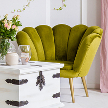 Tapicerowany fotel muszla d...