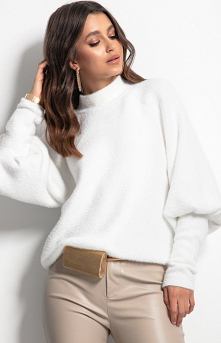 Fobya Ciepły golf damski biały F1087