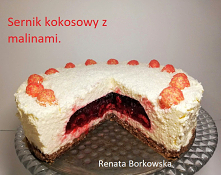 Sernik  kokosowy   z malinami