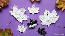 Tutorial ukazujący sposób wykonania ducha oraz nietoperza z wykorzystaniem liści ;)