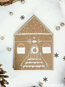 Tutorial ukazujący sposób wykonania ślicznej kartki świątecznej z motywem domku z piernika ;)