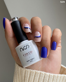 Połączenie naturalności i wyrazistości to sposób na zawsze modną stylizację! W roli głównej lakier Shiny Cobalt w towarzystwie bazy w kolorze Milky White! 