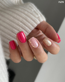 Wiosenny manicure z brokatem? Jak najbardziej! W roli głównej Sweet Lychee w towarzystwie Królewskiego Złota! ✨