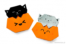 Tutorial ukazujący sposób wykonania ślicznej ozdóbki w postaci kota w dyni techniką origami ;)